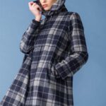 trench invernale in check con tasche e colletto