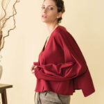 cardigan destrutturato ampia manica con pieghe