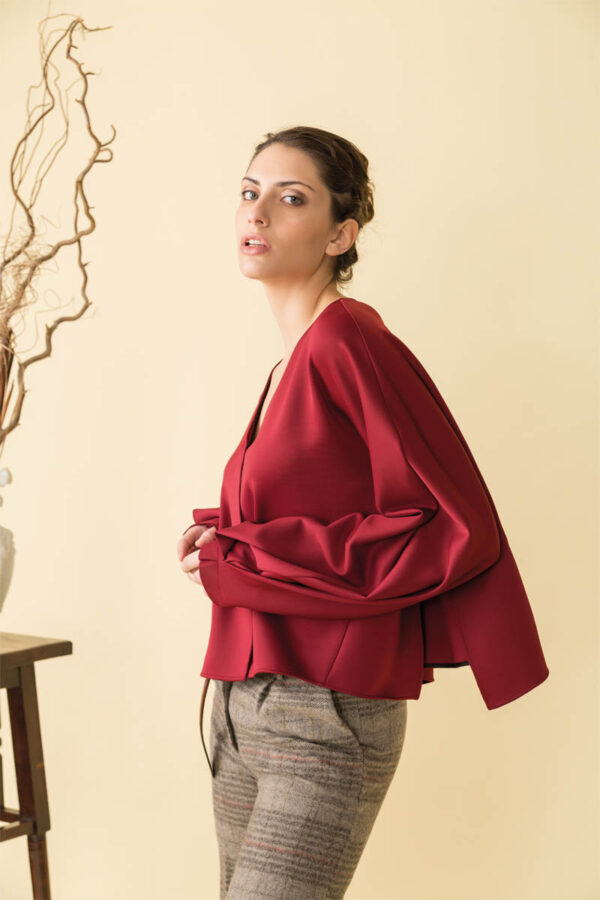 cardigan destrutturato ampia manica con pieghe