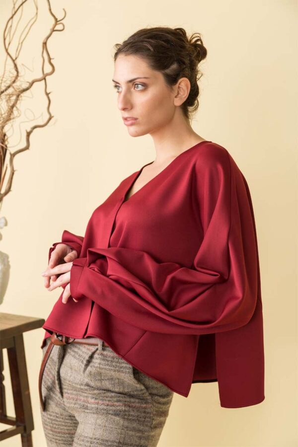 cardigan destrutturato ampia manica con pieghe