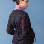 giacca scozzese in lana riciclata con cintura