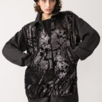 bomber donna con paillettes tessuto tecnico