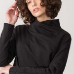 maglia in caldo cotone felpato con collo alto