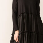 black winter flounced dress giotta