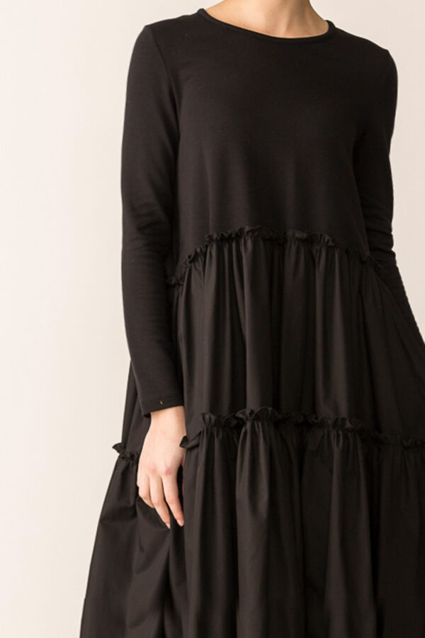 black winter flounced dress giotta