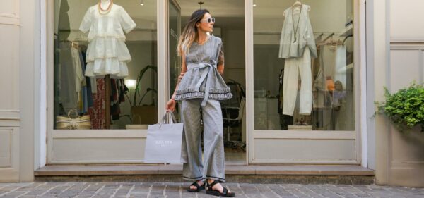 completo a quadretti donna cerimonia primavera estate GiottaLab Rimini